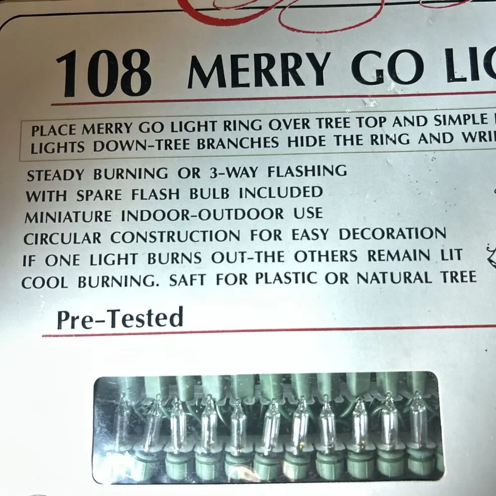 108 Merry Go Light Tree Shaped Lighting Clear Bulbs Vintage Christmas Treasury